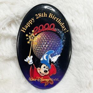 🔮 5/$25 Vintage Disney World Sorcerer Mickey Happy 28th Birthday 2000 Epcot Pin